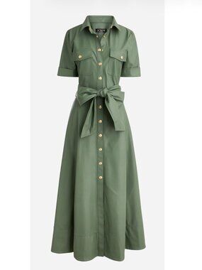 J Crew Collection tie-waist shirt-dress in faux leather - Size 16